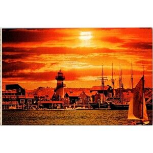 Postcard California Marina Del Ray Rey Los Angeles Spectacular Sunset Lighthouse